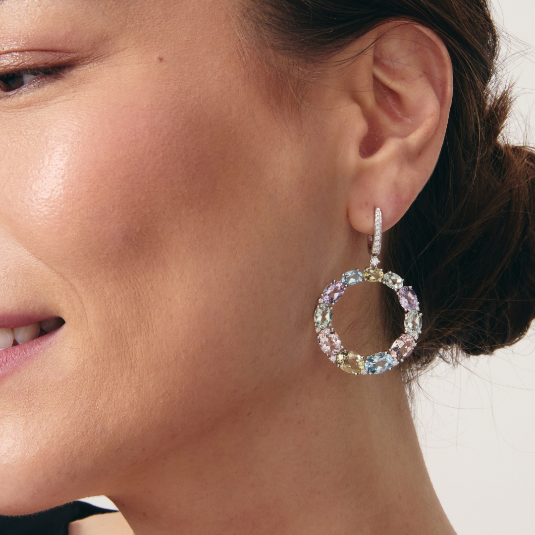 Signatures Multi Gemstone and Diamond Hoop Earrings
