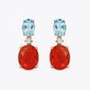 Fire Opal and Blue Topaz Oval Earrings