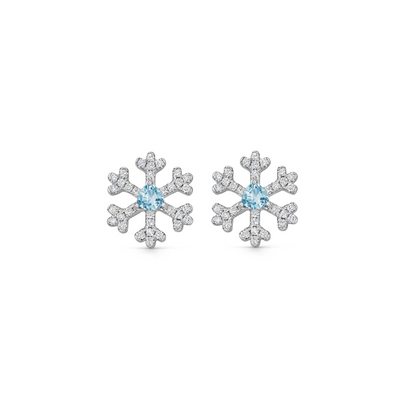 Snowflake Blue Topaz and Diamond Stud Earrings