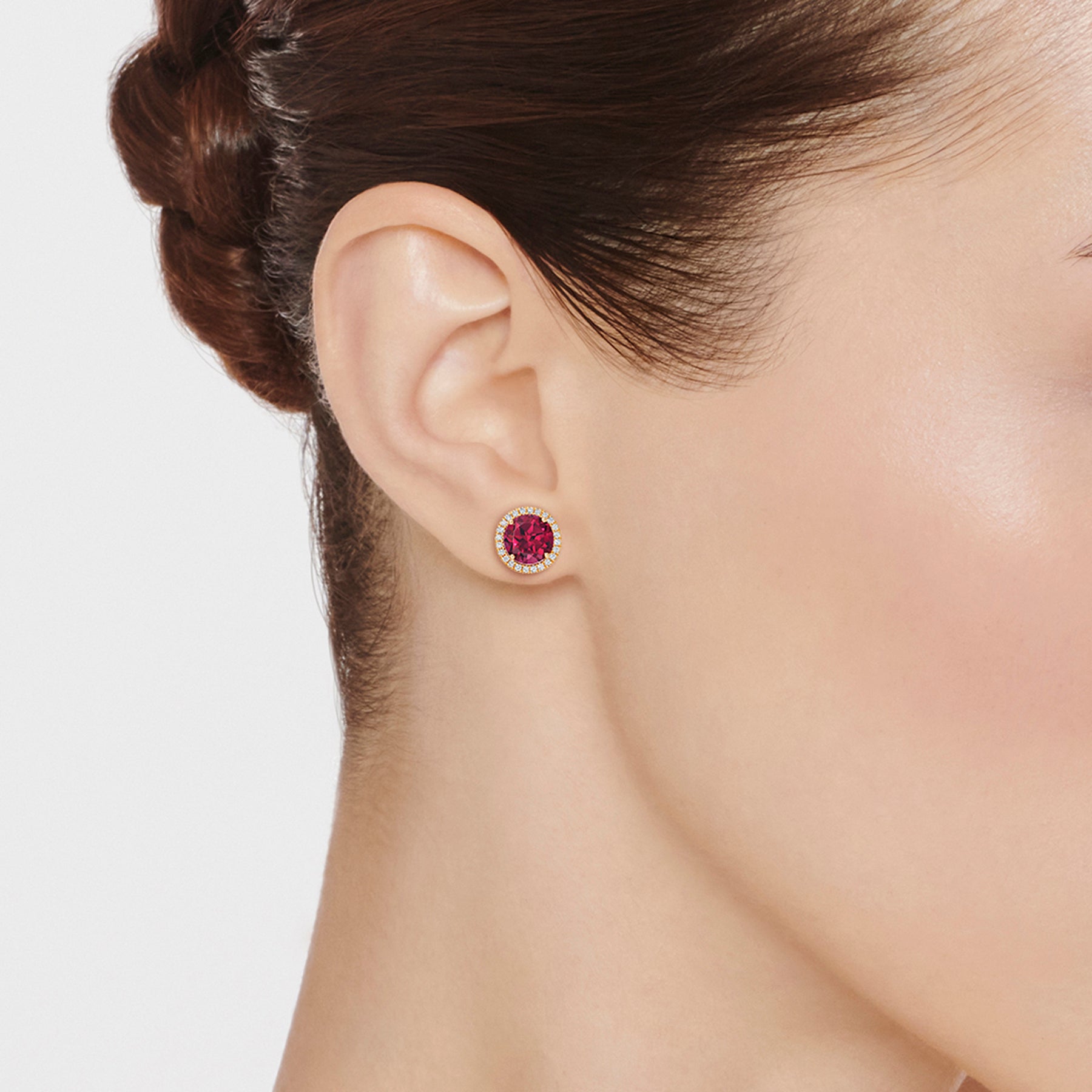 Special Edition Grace Rhodolite Garnet and Diamond Stud Earrings