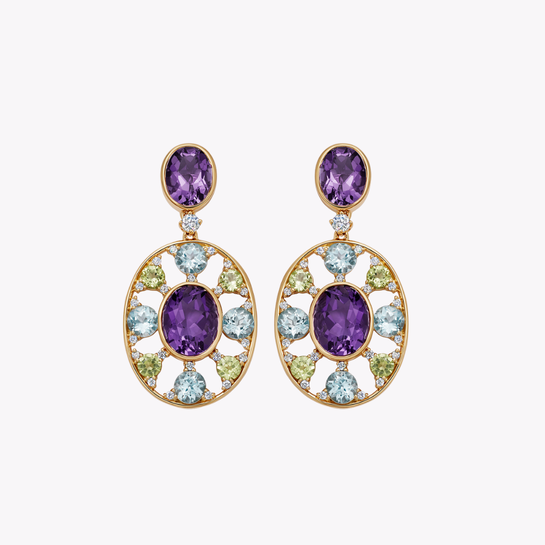Fireworks Amethyst Oval Sparkler Earrings
