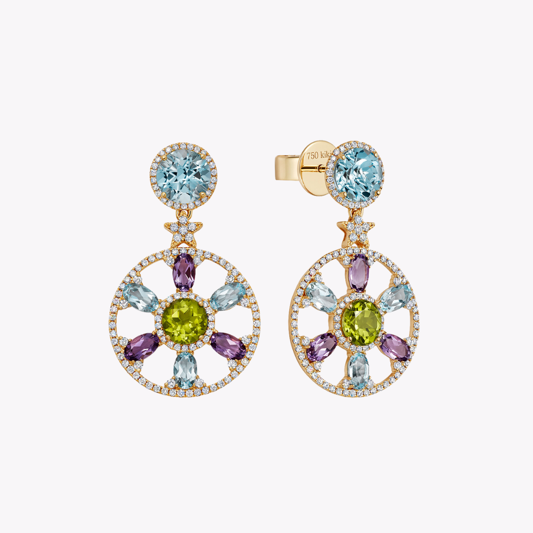Fireworks Multi Gemstone Round Sparkler Earrings