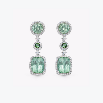 Special Editions Green Tourmaline and Diamond Drop Earrings