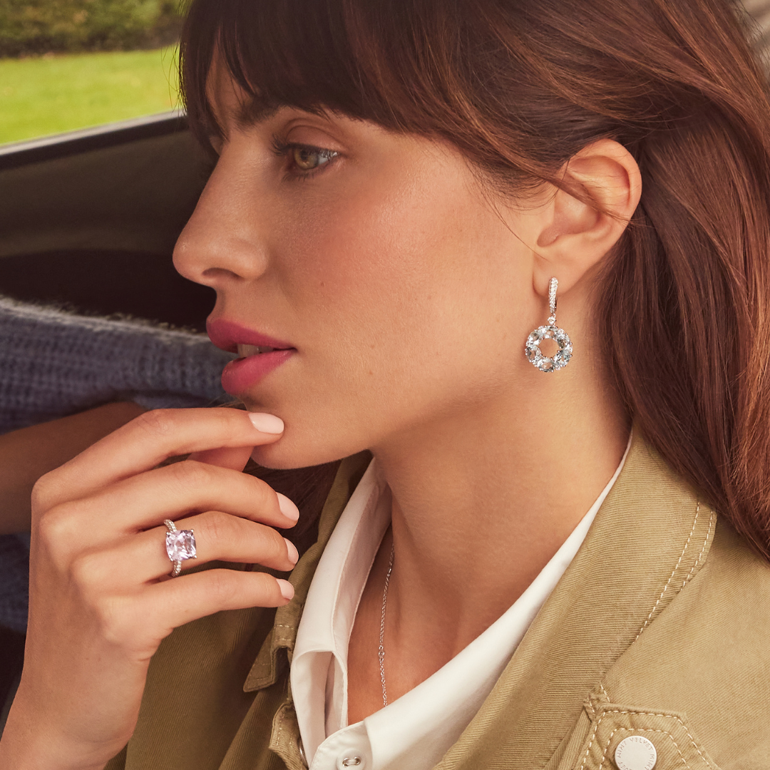 Kiki Cushion Lavender Amethyst and Diamond Band Ring