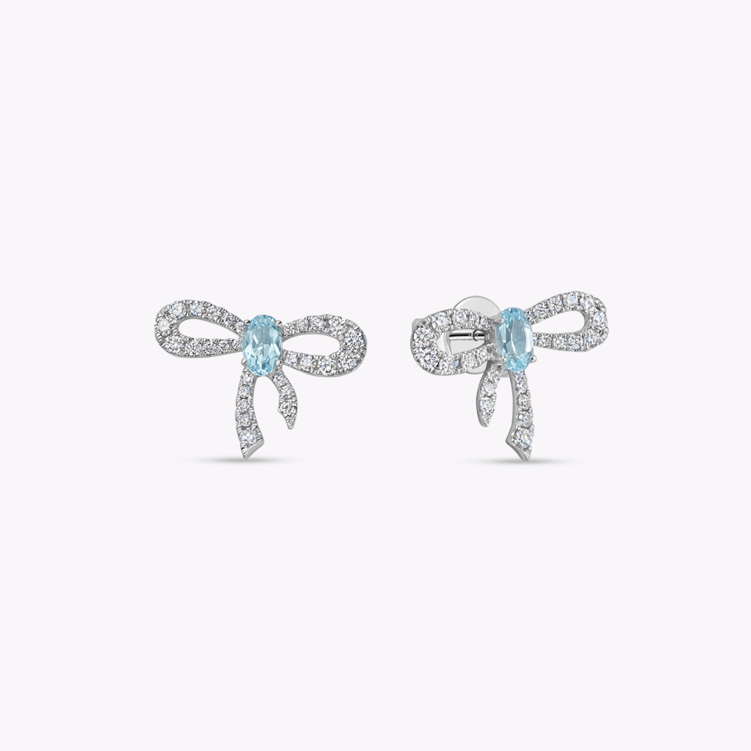 Special Editions Signatures Blue Topaz and Diamond Bow Earrings