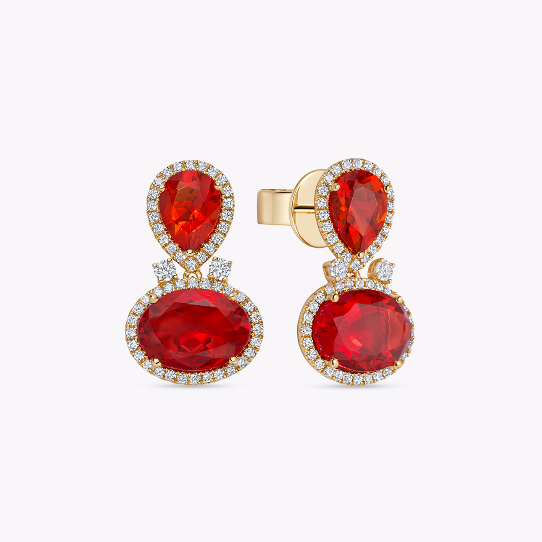 Special Editions Fire Opal and Diamond Earrings