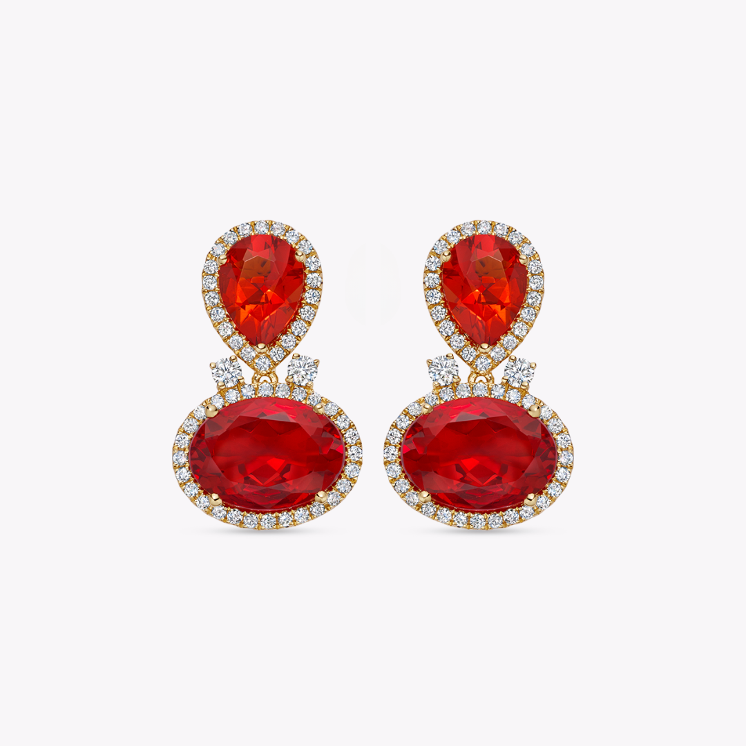 Special Editions Fire Opal and Diamond Earrings