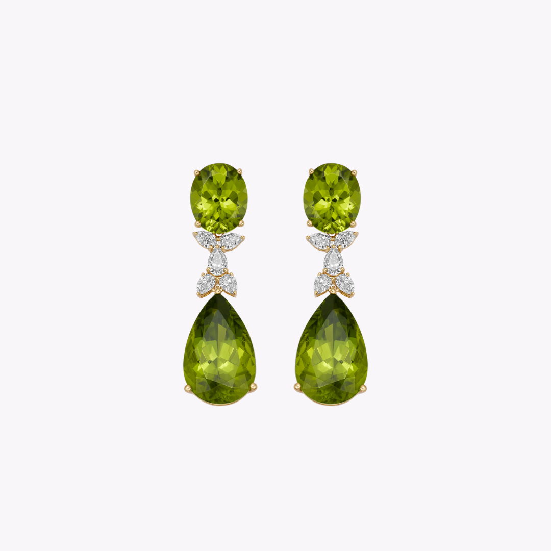 Special Editions Pear Peridot and Diamond Earrings