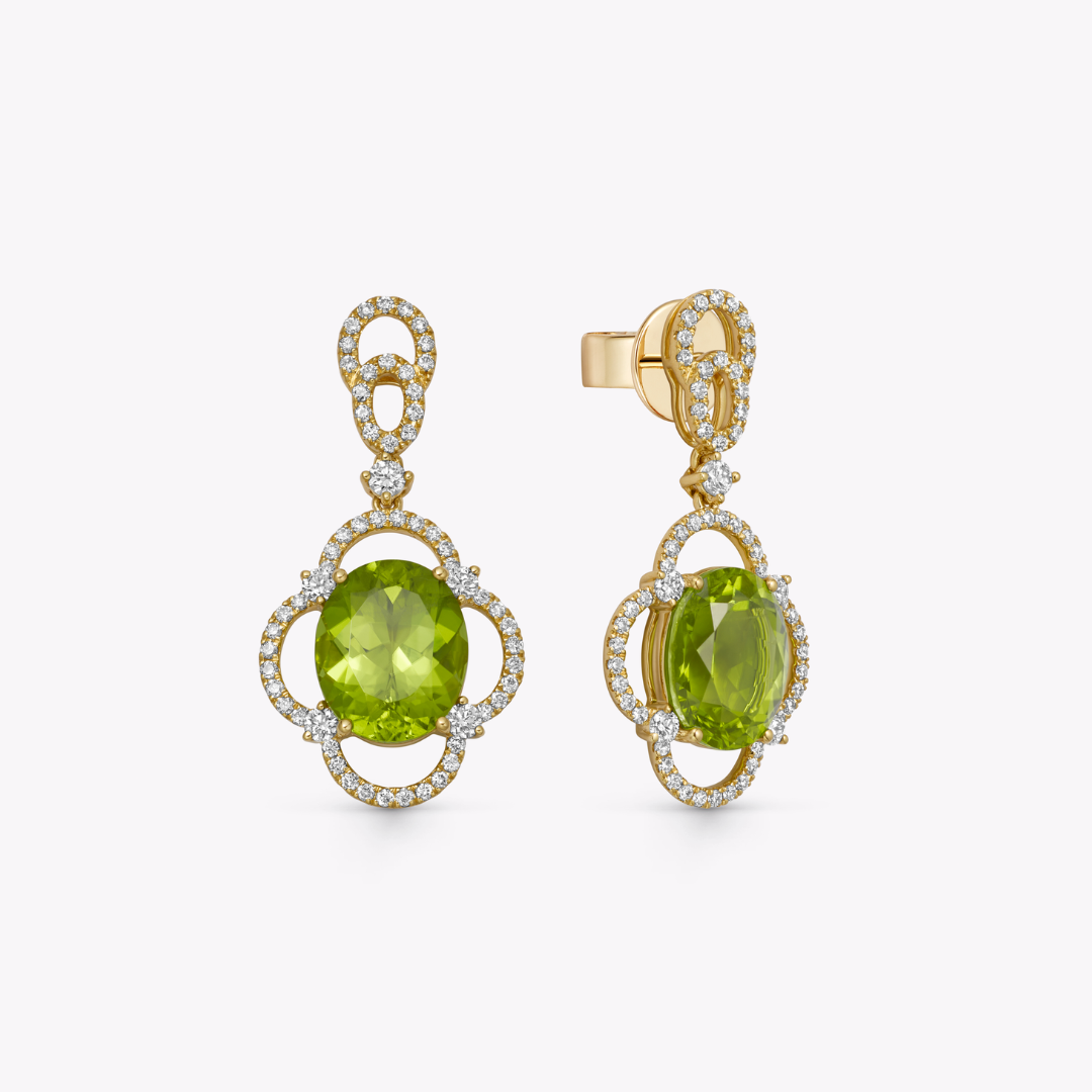 Special Editions Peridot and Diamond Open Petal Earrings