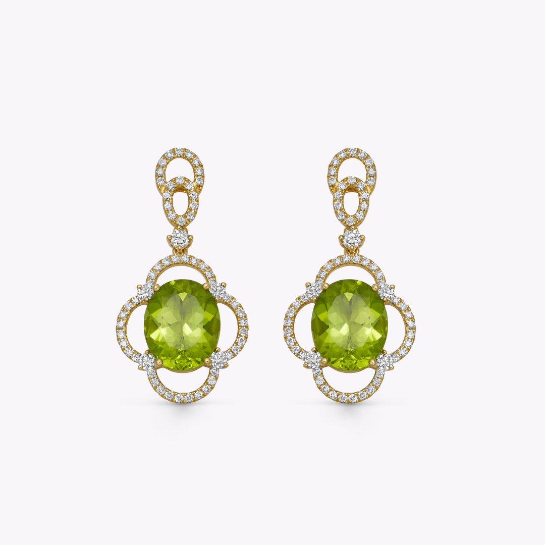 Special Editions Peridot and Diamond Open Petal Earrings