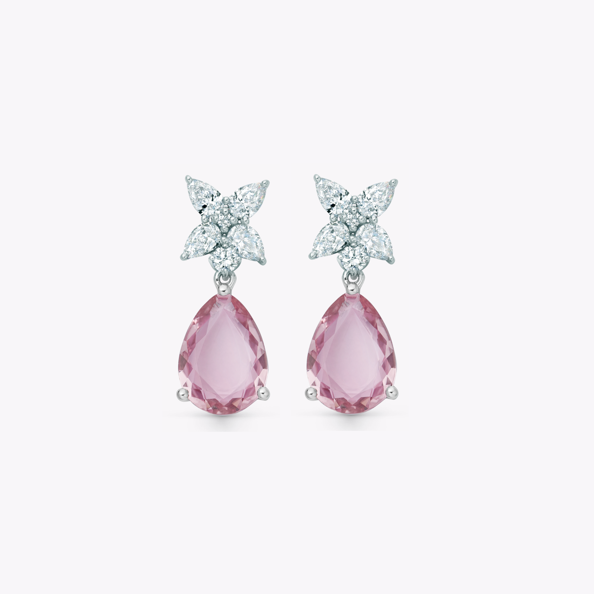 Thorns & Roses Pear Pink Tourmaline and Diamond Earrings