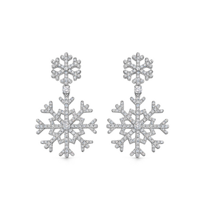 Snowflake Double Diamond Motif Earrings