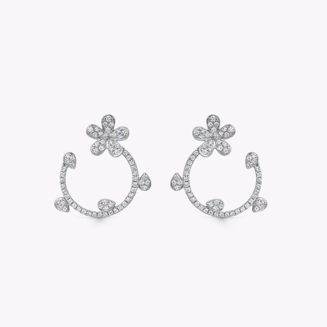 Petals Pave Diamond Curl Earrings