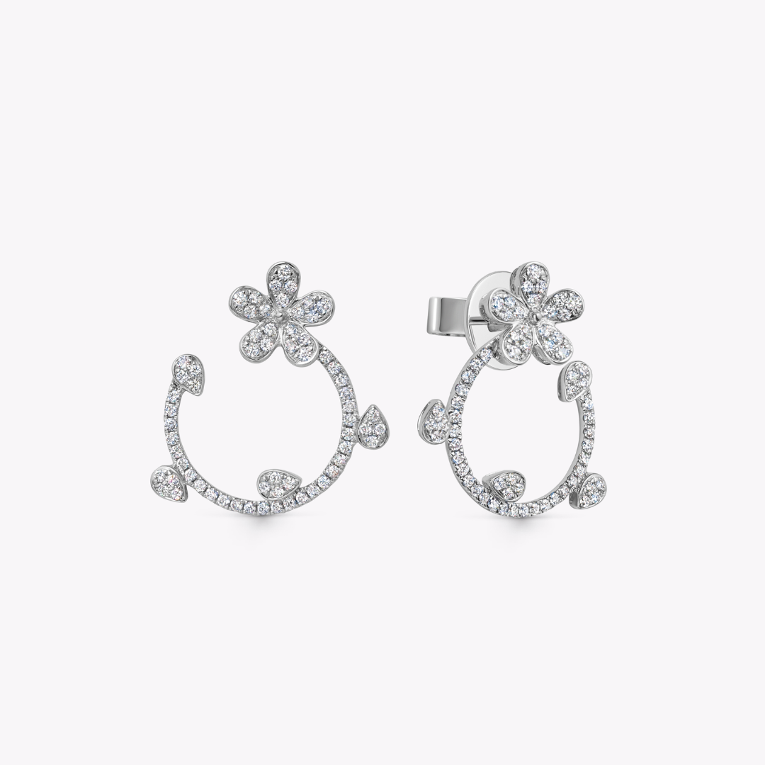 Petals Pave Diamond Curl Earrings