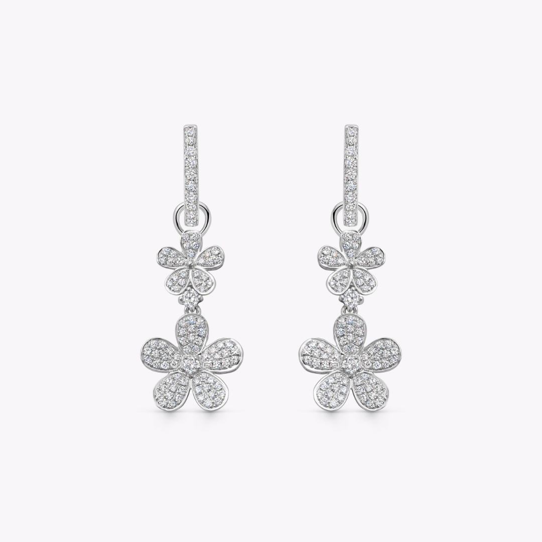 Petals Diamond Pavé Double Flower Detachable Drops
