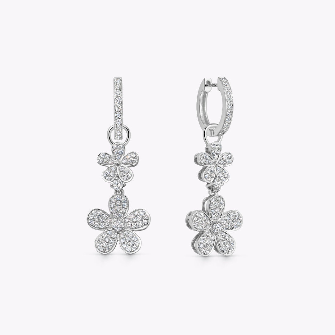 Petals Diamond Pavé Double Flower Detachable Drops