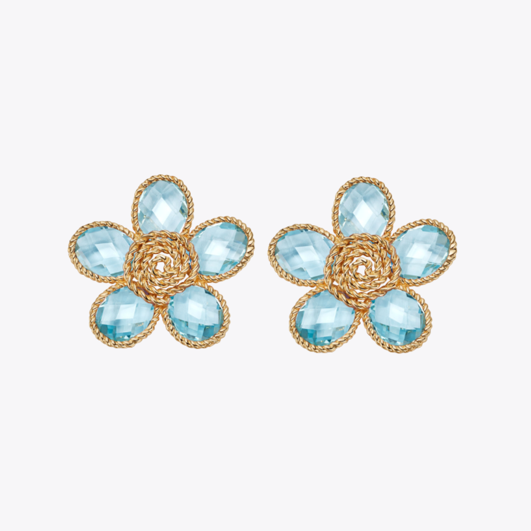 Florence Blue Topaz Flower Earrings