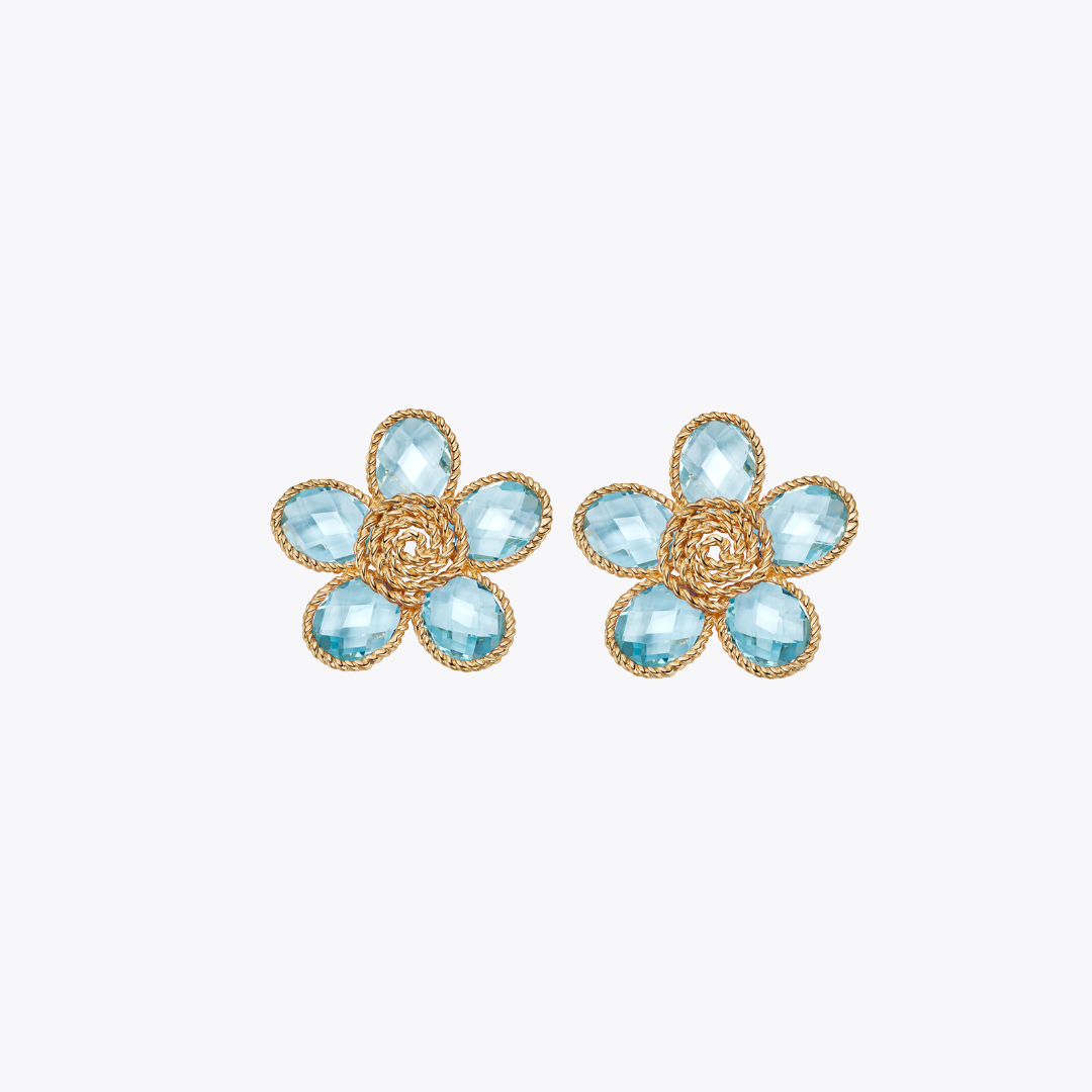 Florence Blue Topaz Small Flower Earrings