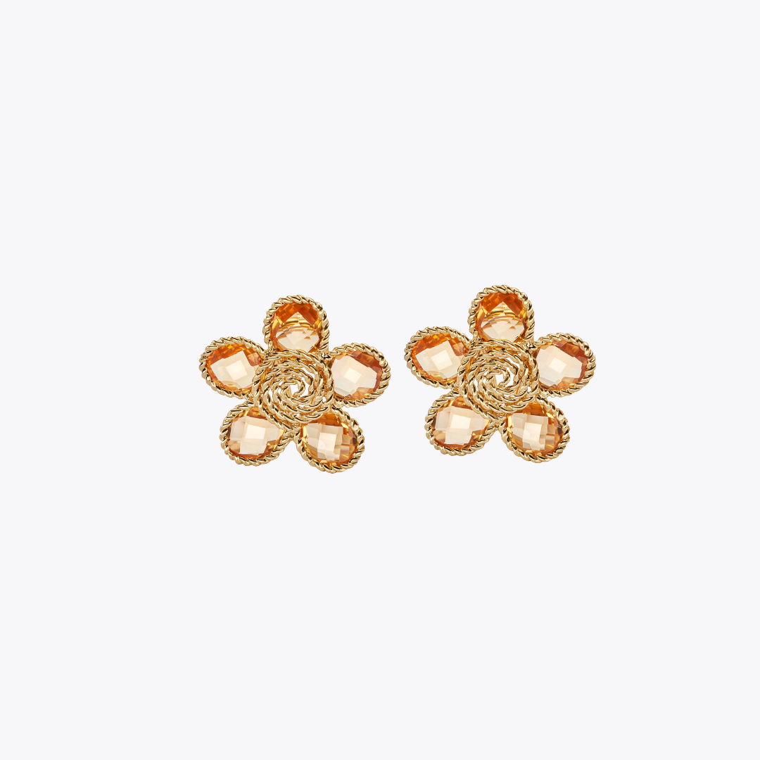 Florence Citrine Small Flower Earrings