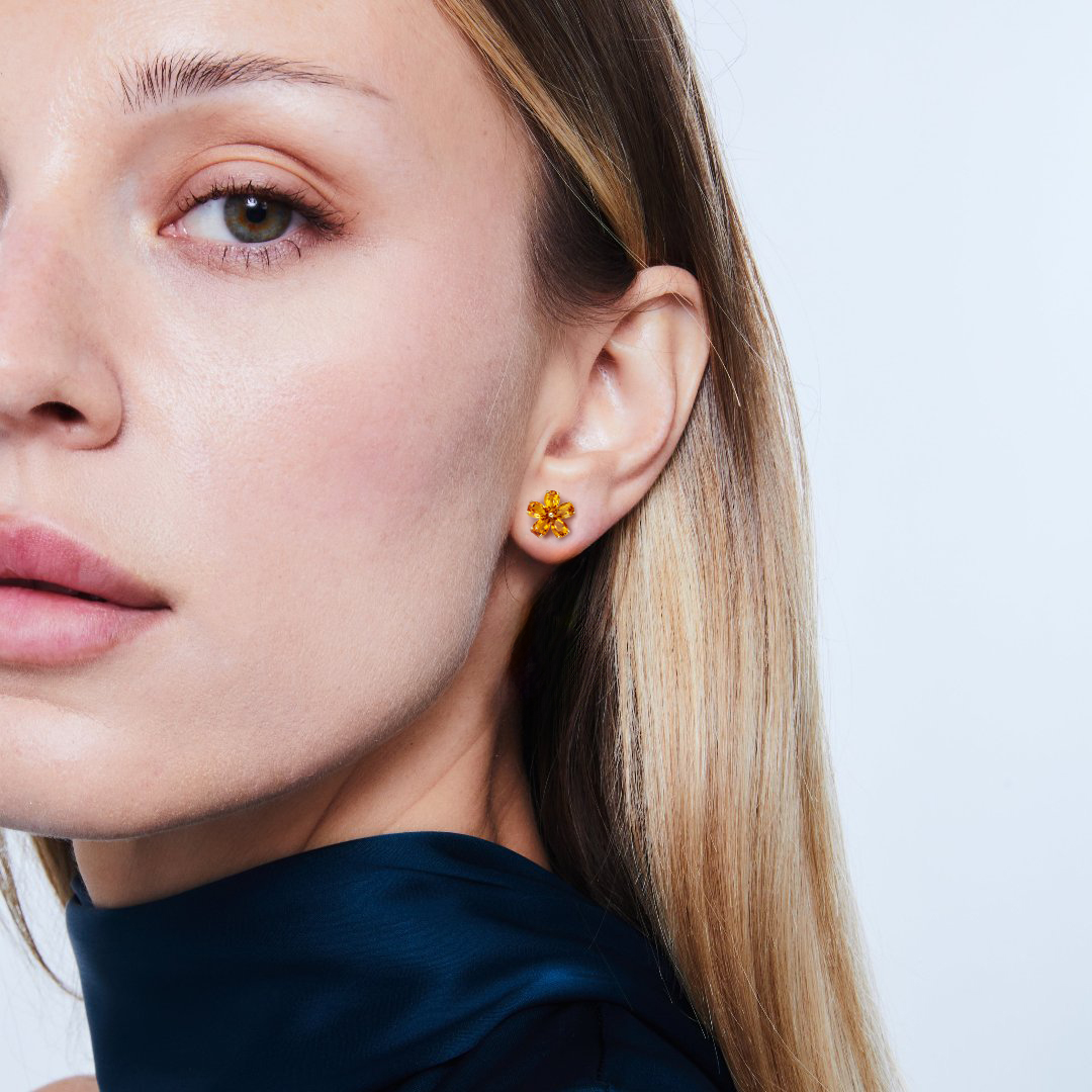 Petals Citrine Studs