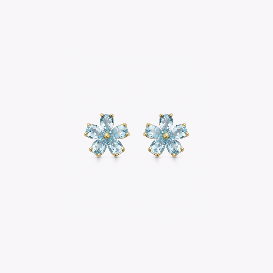 Petals Blue Topaz Studs