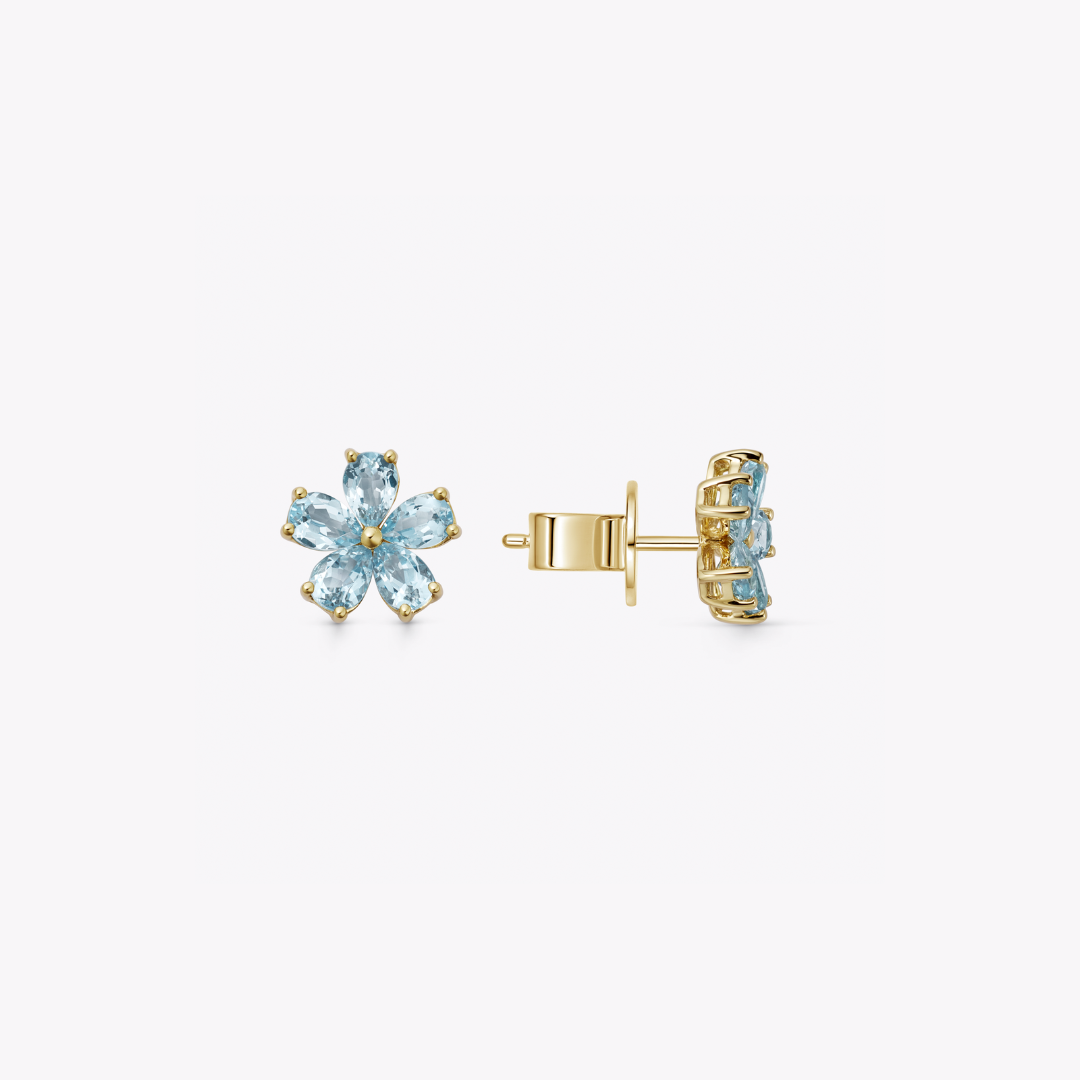 Petals Blue Topaz Studs
