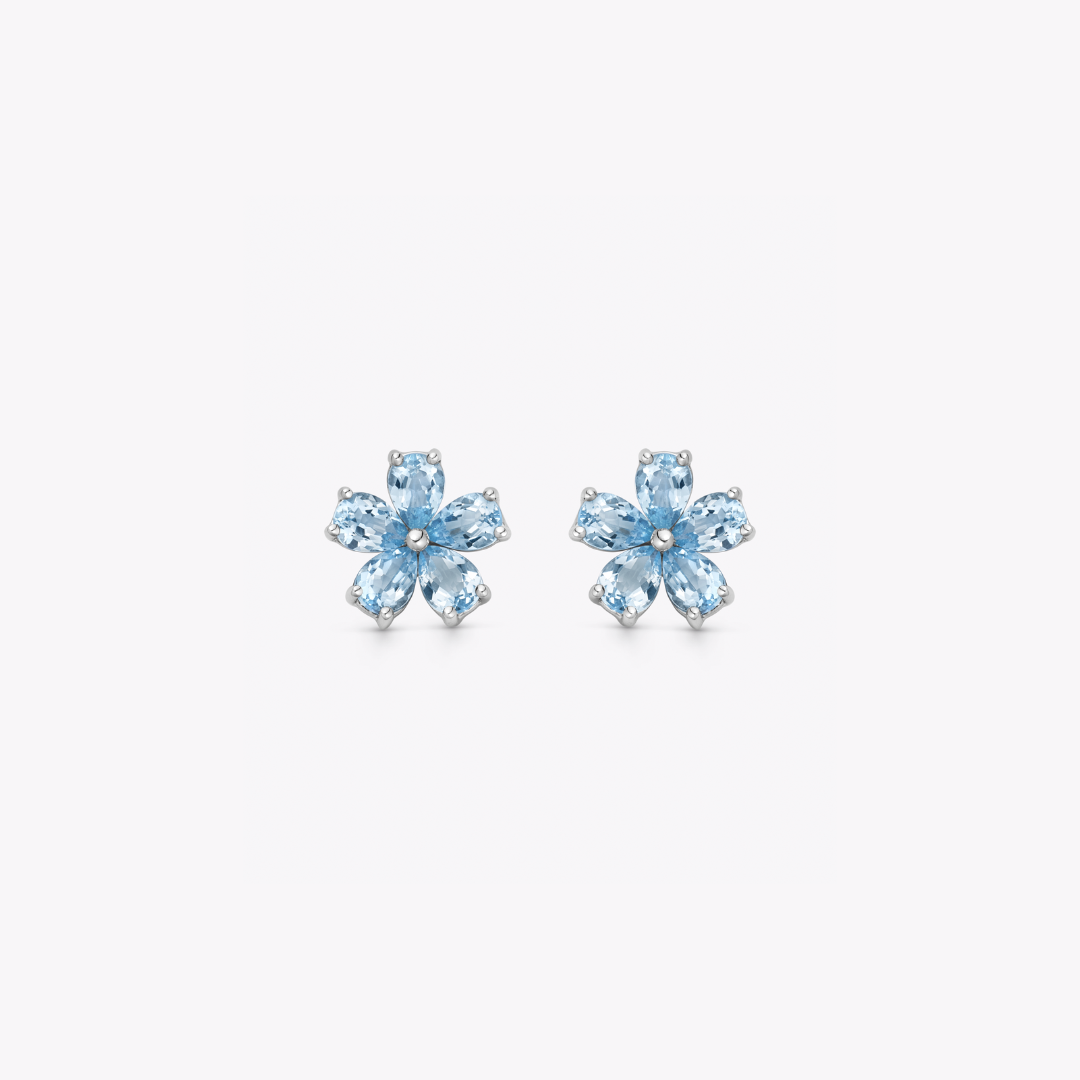 Petals Blue Topaz Studs