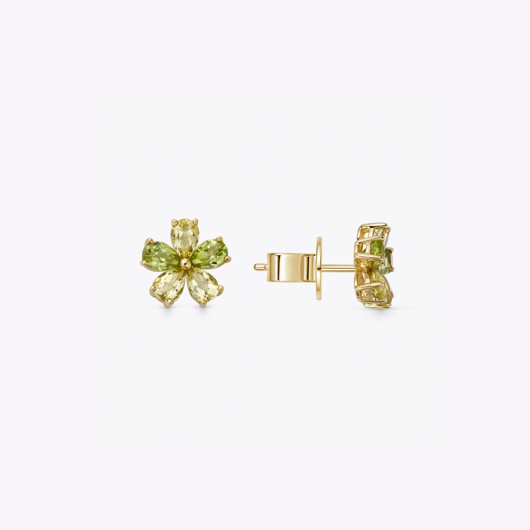 Petals Peridot and Lemon Quartz Studs