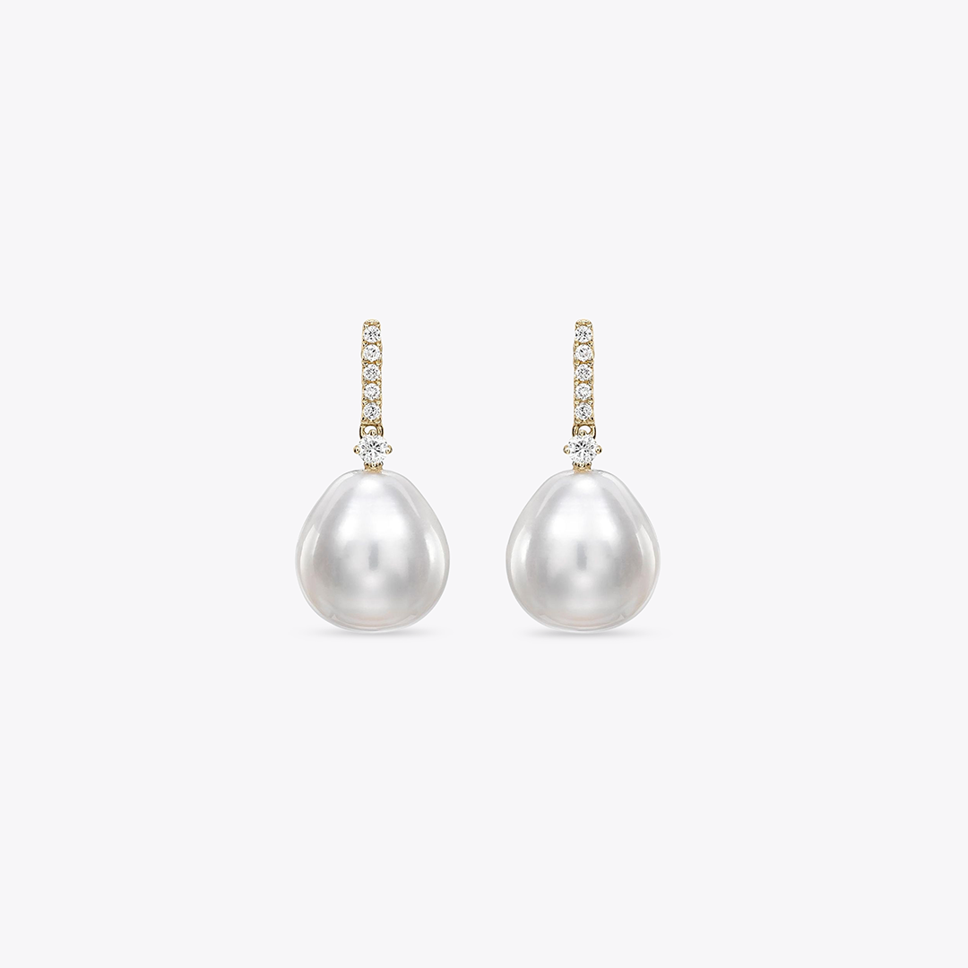 Pearl and Diamond Drop Earrings