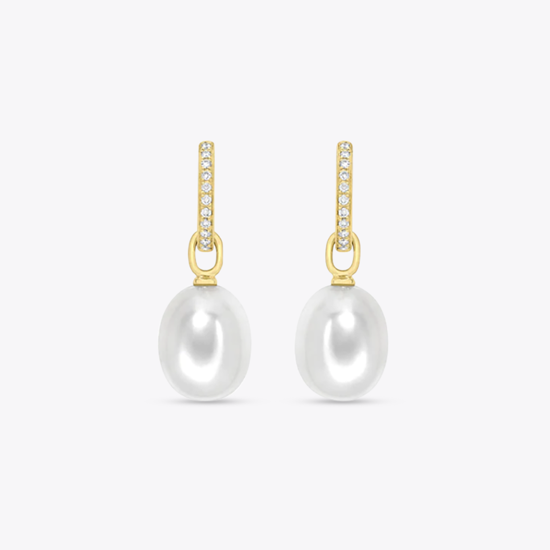 Kiki Classics Pearl and Diamond Detachable Earrings