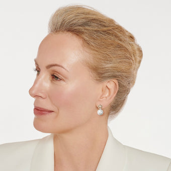 Pearl and Diamond Flower Earrings