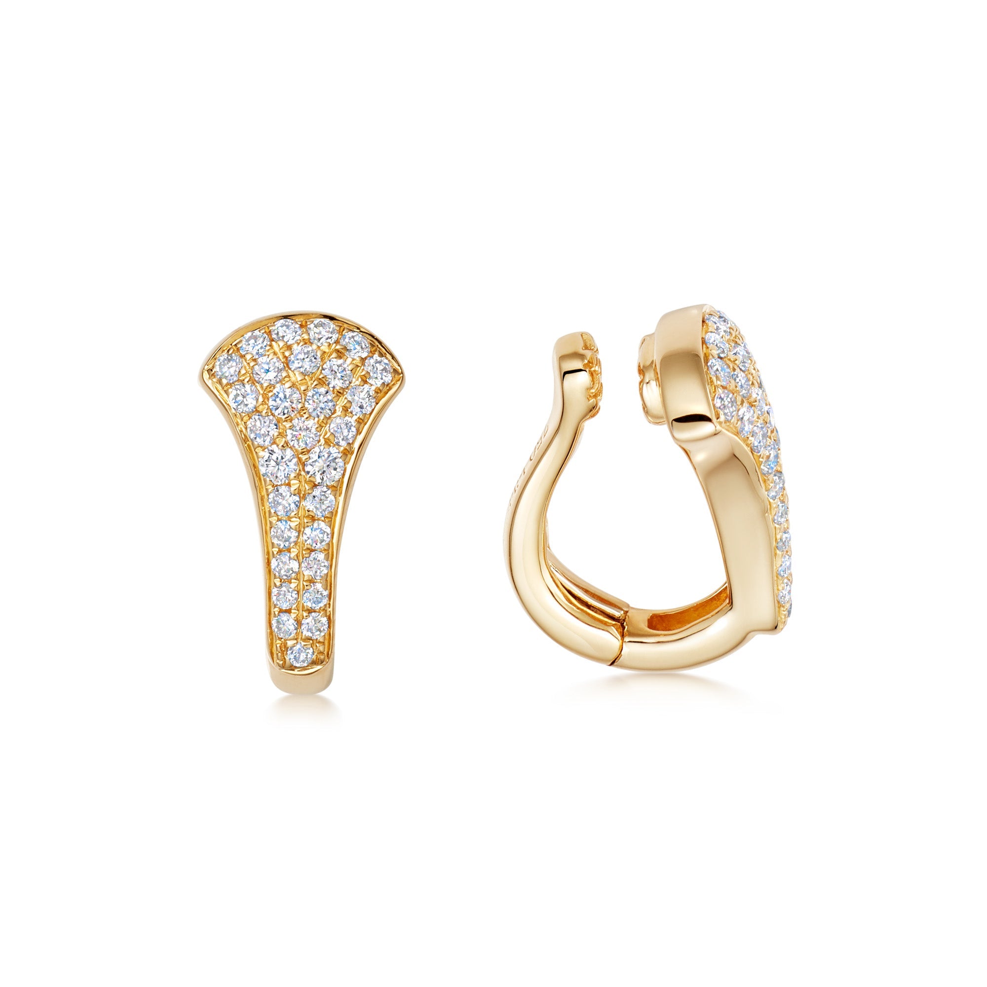 Kiki Hoops Diamond Tapered Clip-On Earrings Yellow Gold