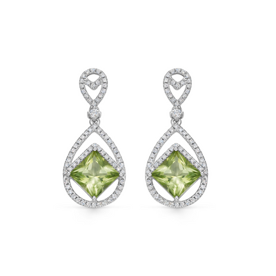 Special Editions Green Tourmaline and Diamond Pear Earrings