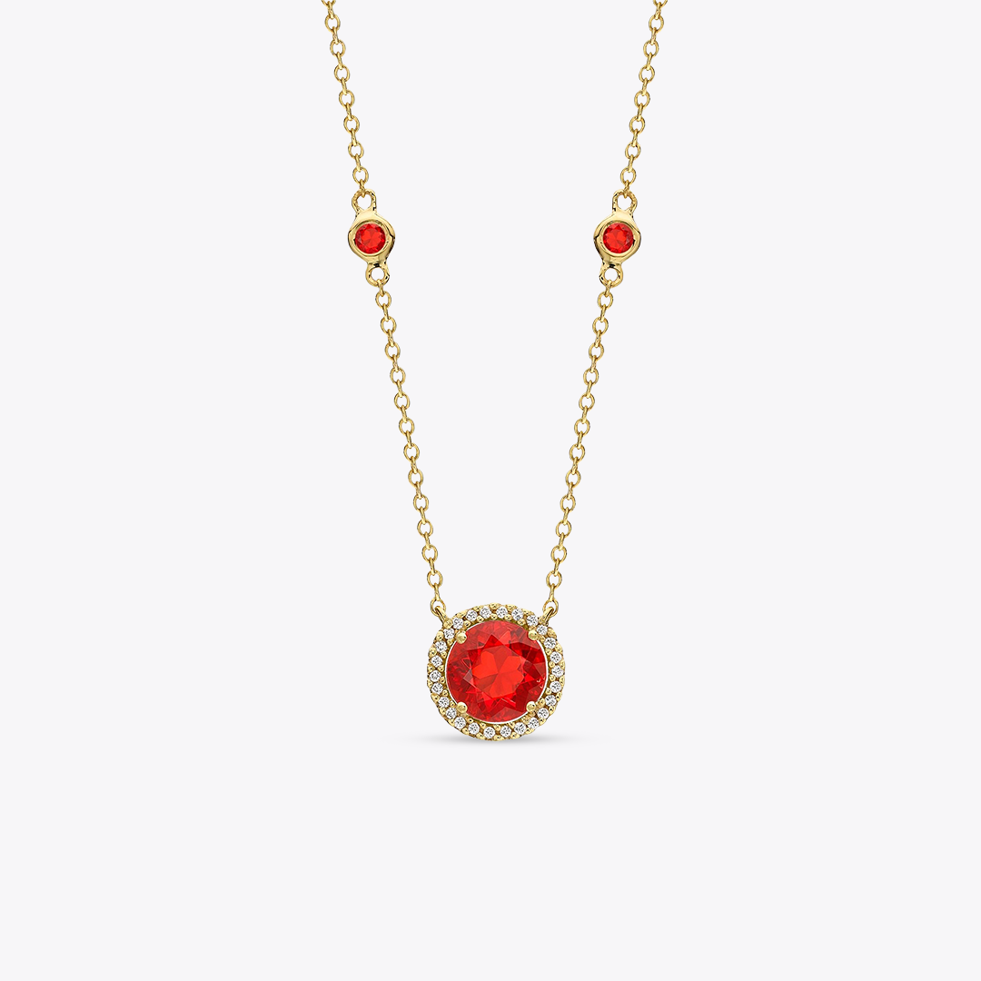 Grace Fire Opal and Diamond Necklace