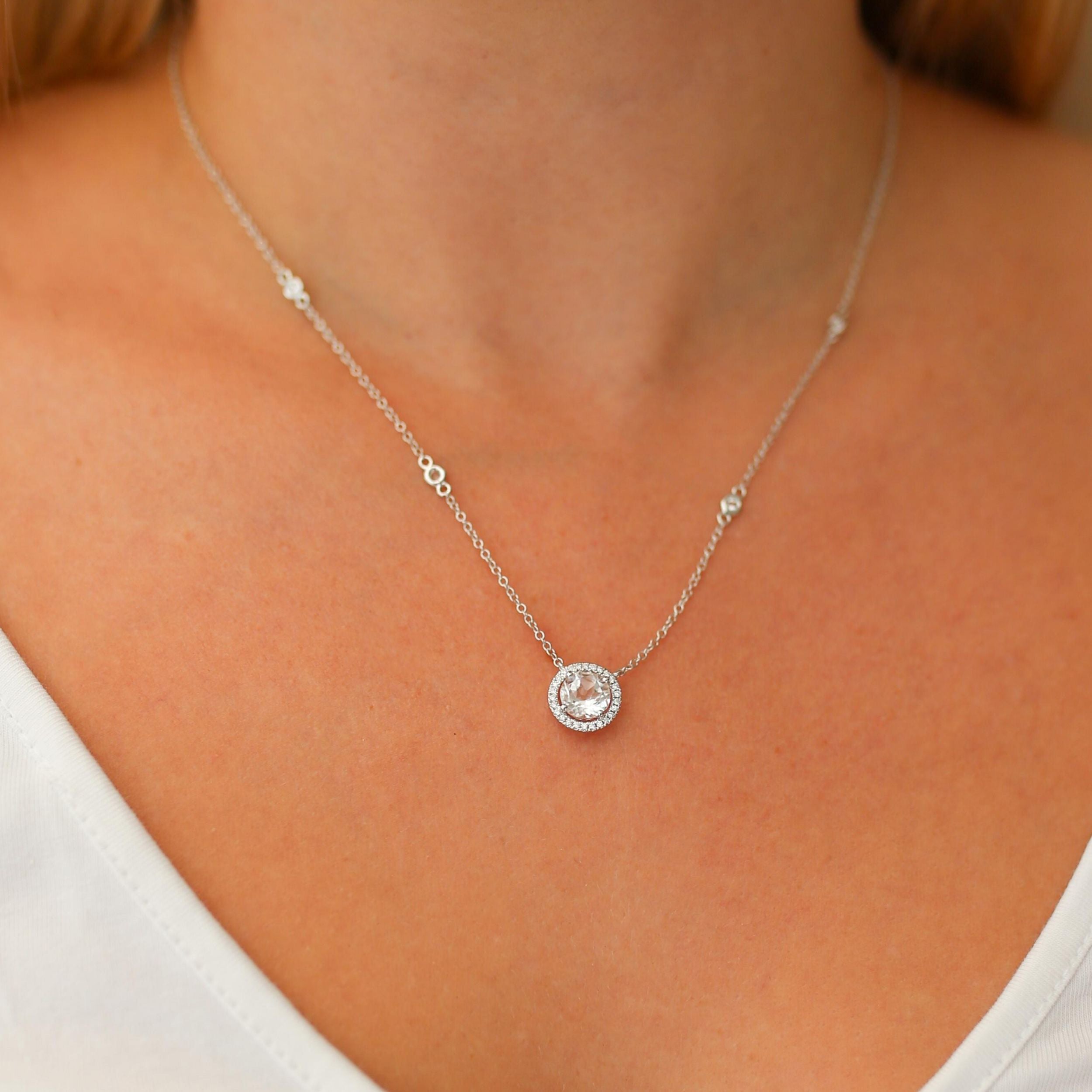 Grace White Topaz and Diamond Necklace