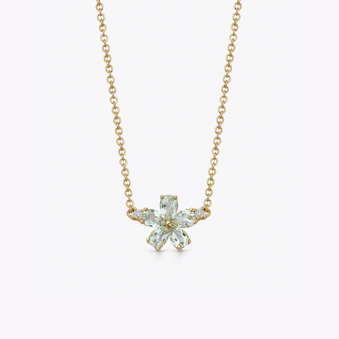Petals Green Amethyst and Diamond Necklace