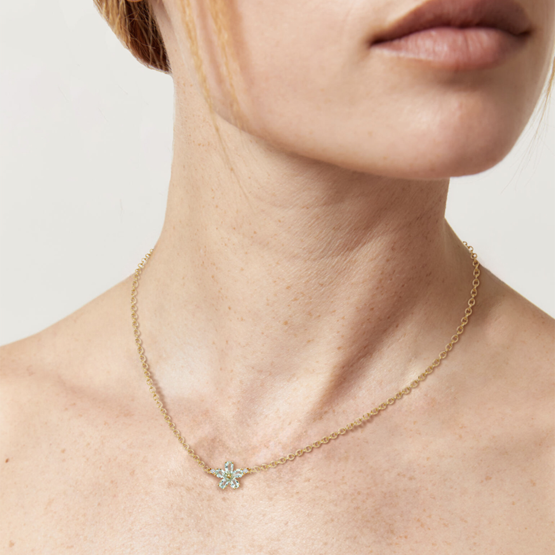 Petals Green Amethyst and Diamond Necklace