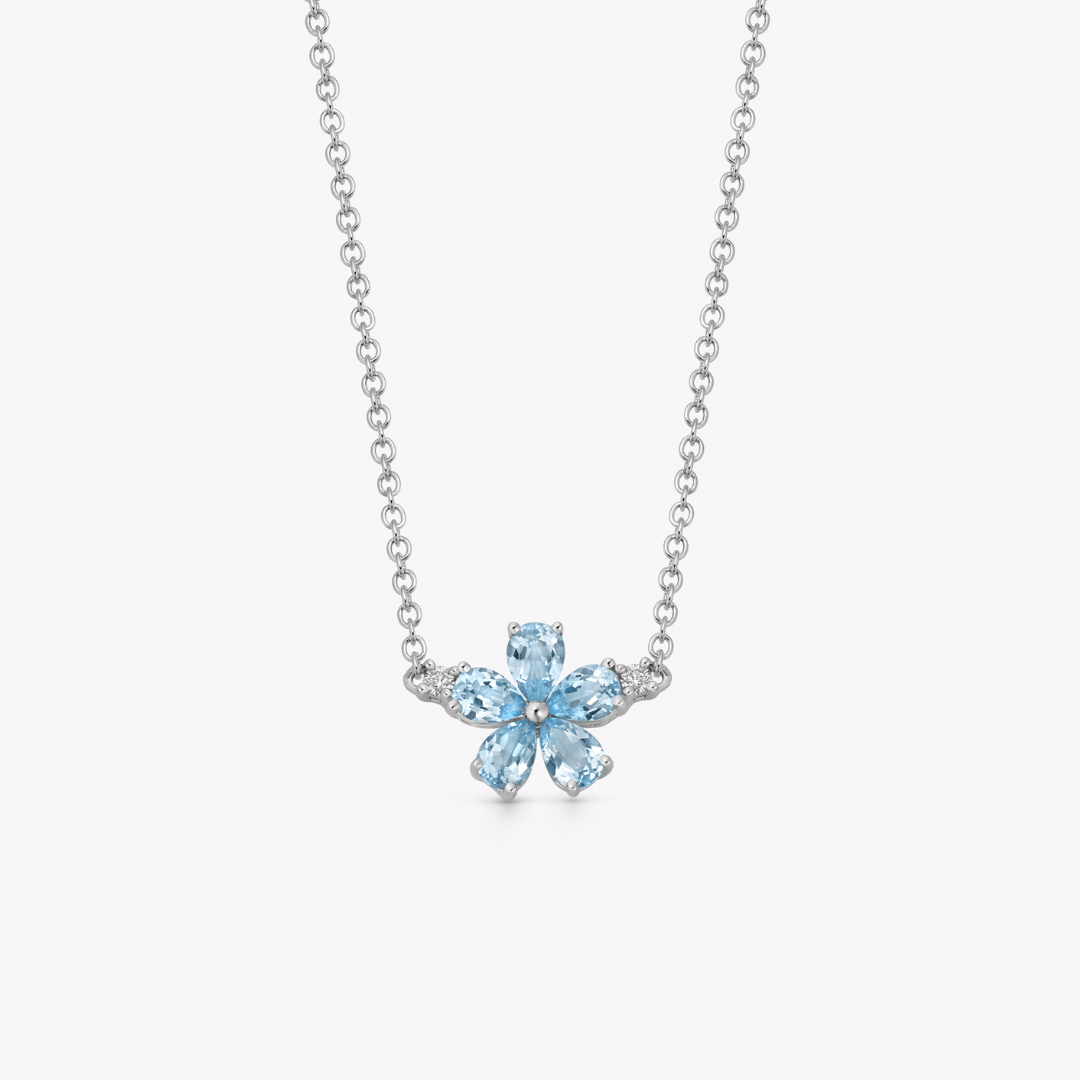 Petals Blue Topaz and Diamond Necklace