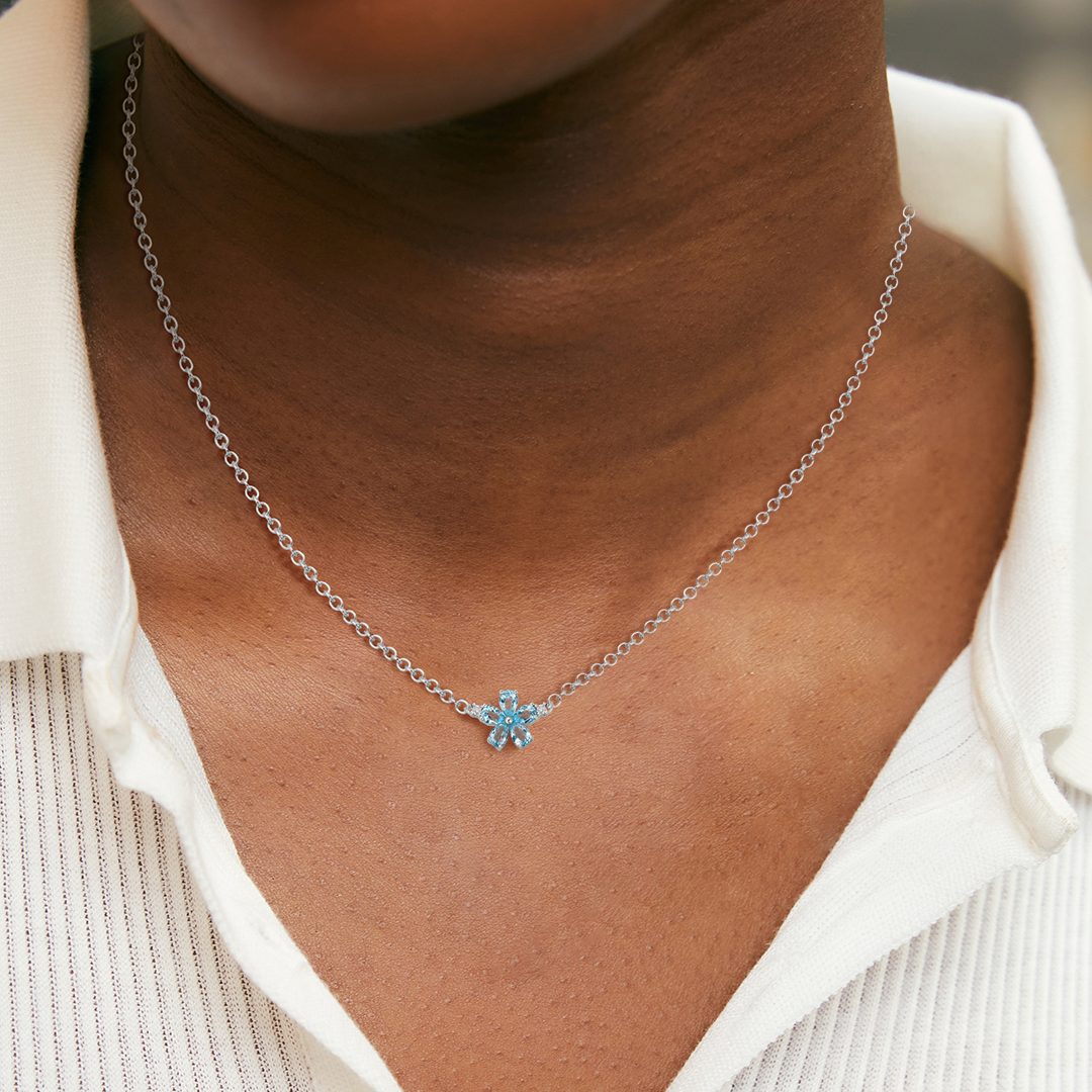 Petals Blue Topaz and Diamond Necklace