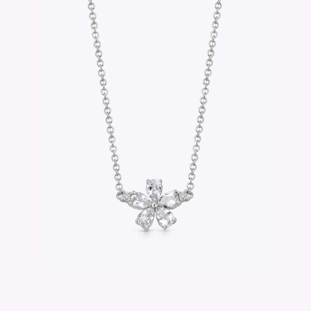 Petals White Topaz and Diamond Necklace