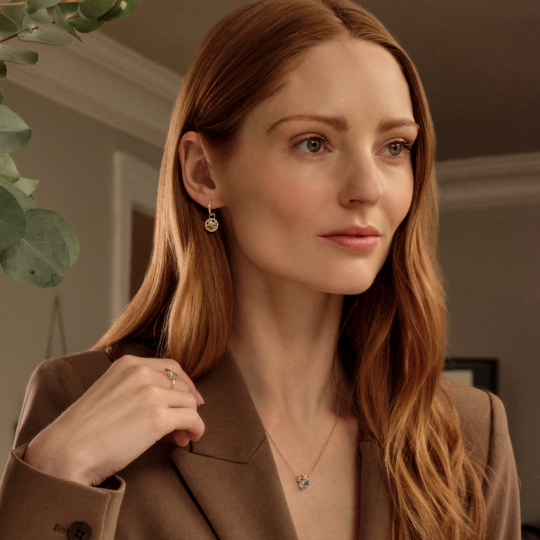 Fireworks Blue Topaz and Citrine Cluster Necklace