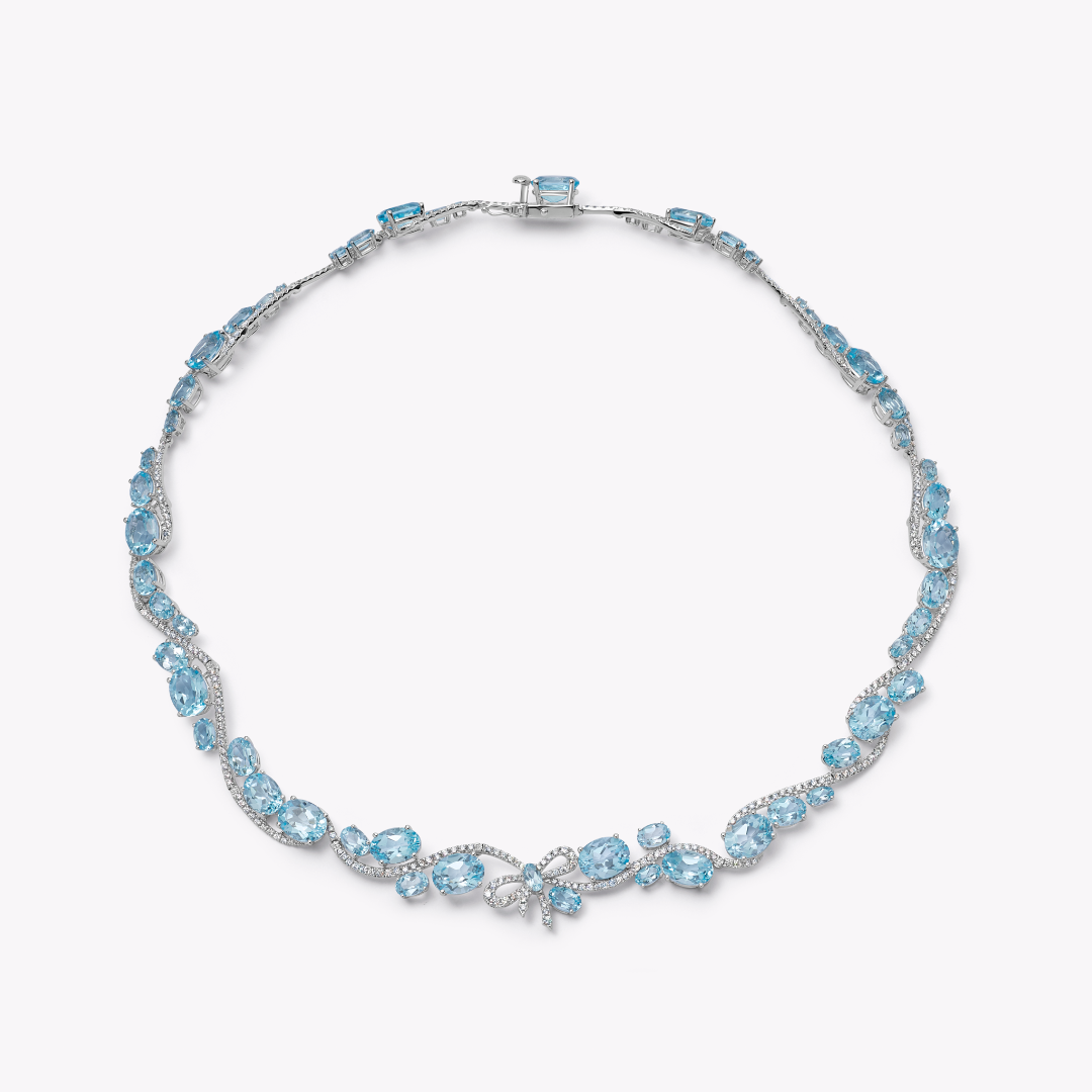 Special Editions Blue Topaz and Diamond Collar Necklace