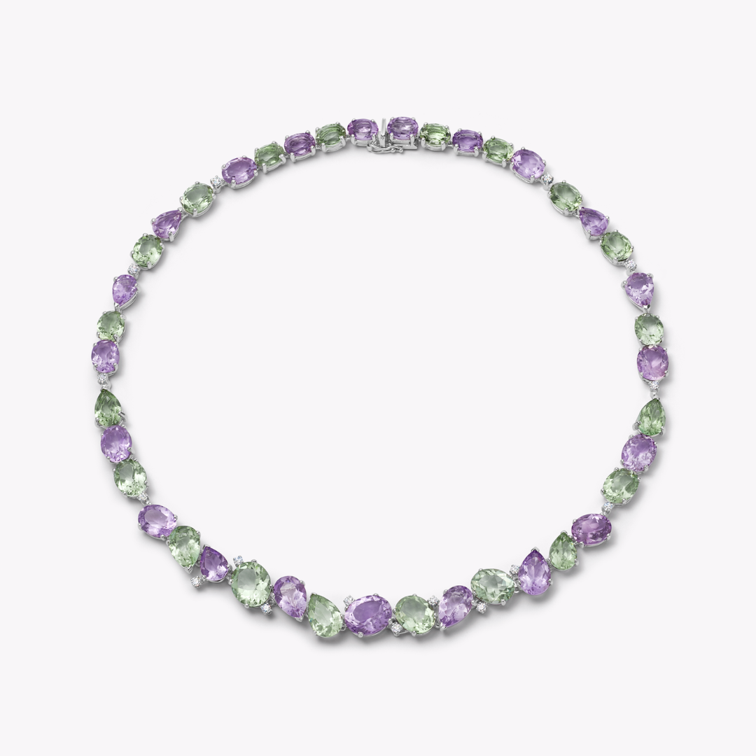 Special Editions Green Amethyst and Lavender Amethyst Collar Necklace