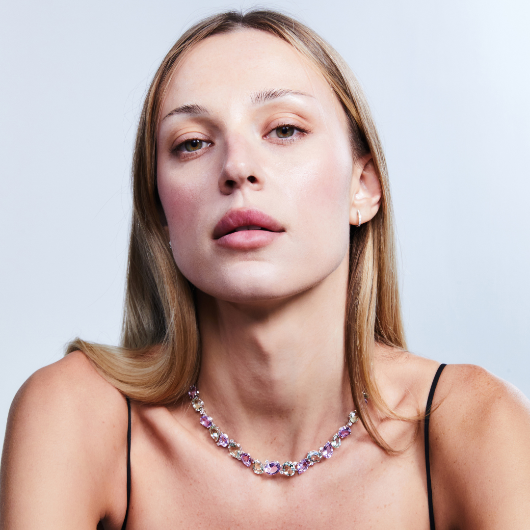 Special Editions Green Amethyst and Lavender Amethyst Collar Necklace