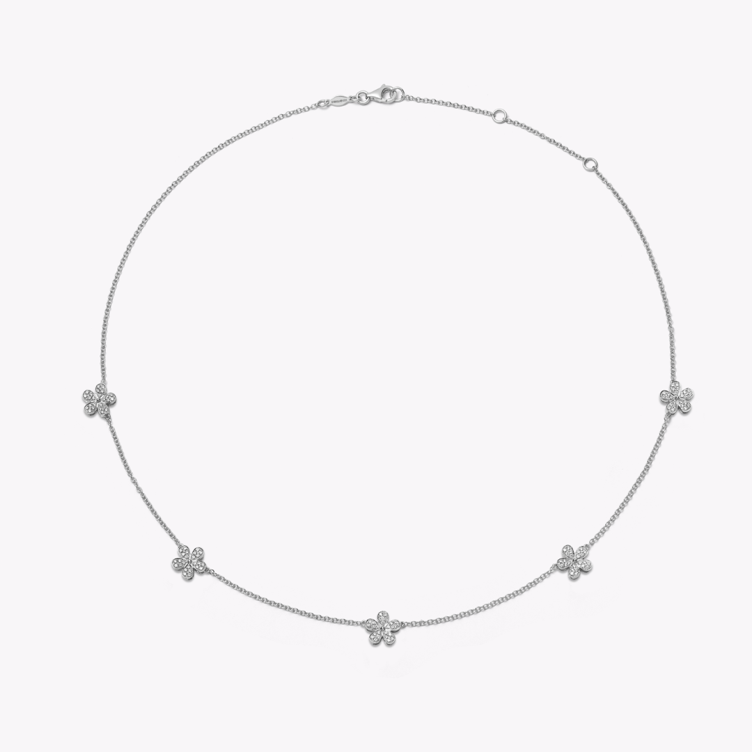 Petals Diamond Pavé Flower Motif Necklace