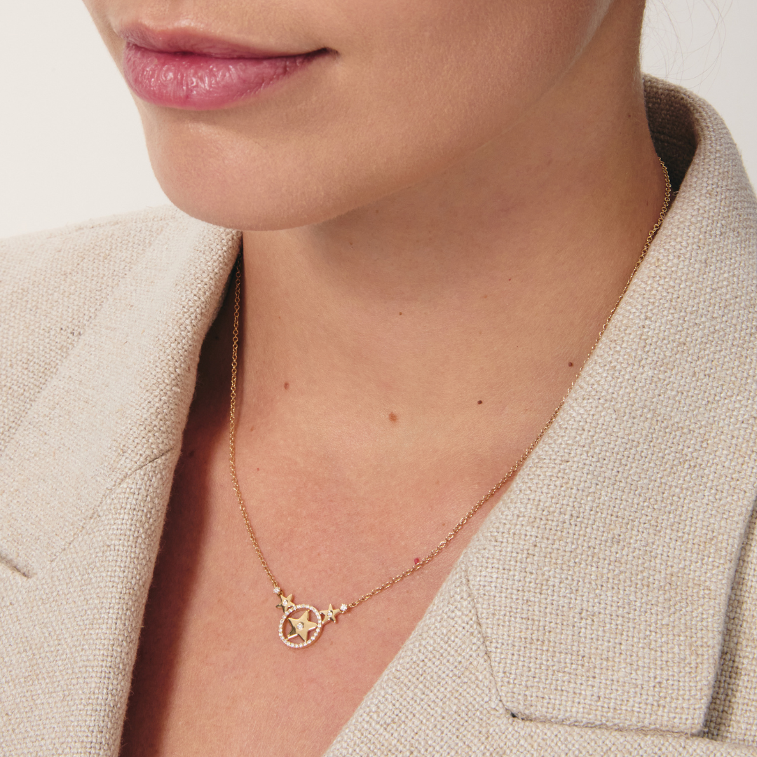 Fireworks Diamond Centre Star Necklace
