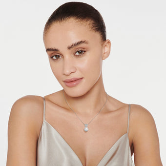 Pearl and Diamond Clover Necklace