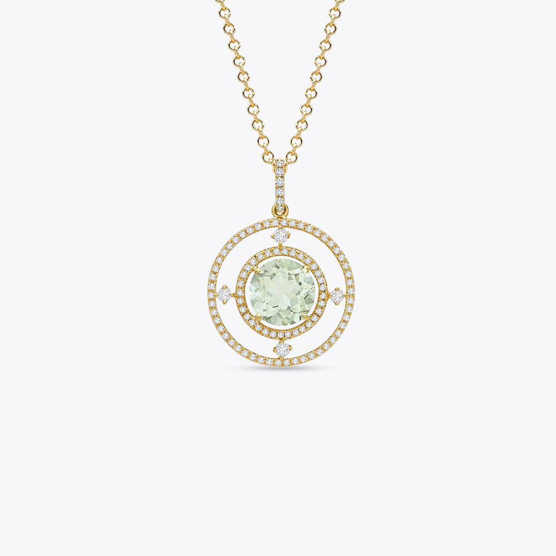 Apollo Medium Green Amethyst and Diamond Pendant