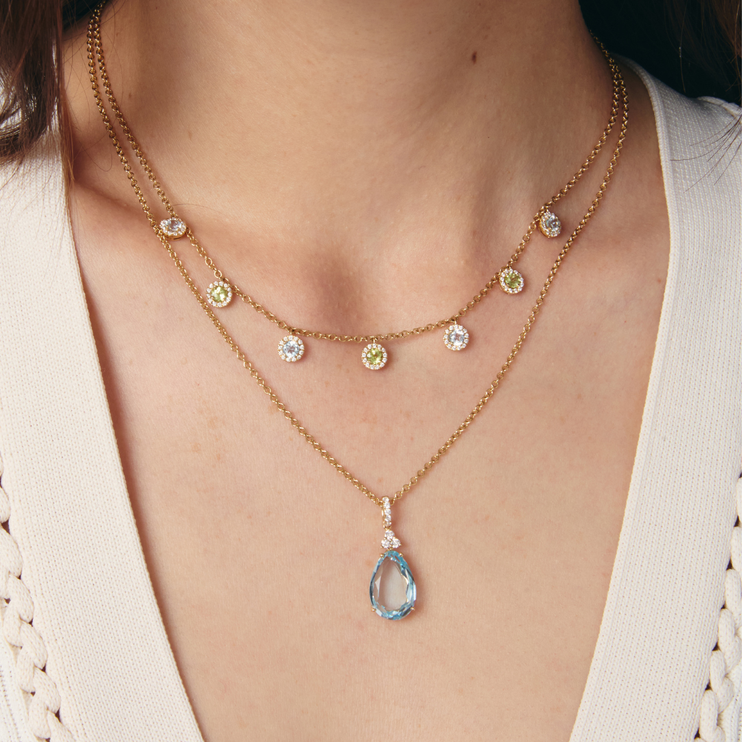 Candy Blue Topaz and Diamond Pendant