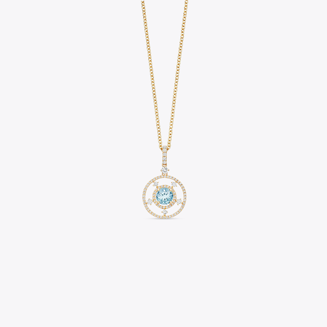 Apollo Small Blue Topaz and Diamond Pendant